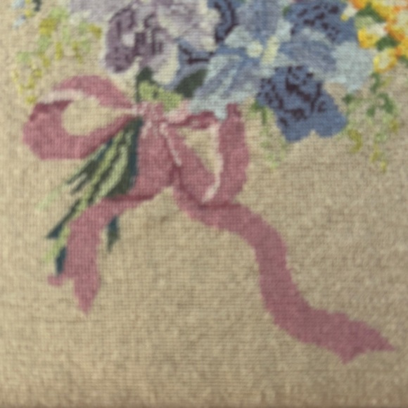 Vtg Handmade Needlepoint Framed Floral Bouquet Picture 26.5 x 22.5 Cottage Core - Picture 14 of 16